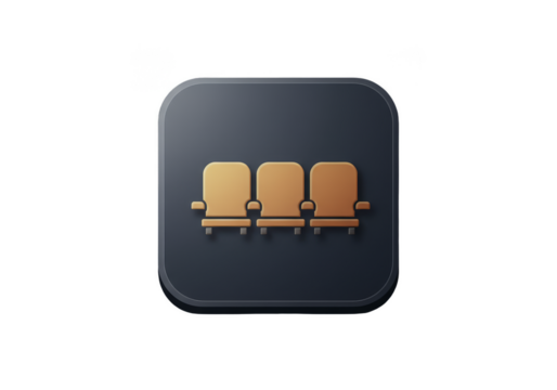 Cinema Seats Illustration Golden Tone Movie Theatre Chairs Design