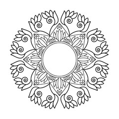 Mystic Dream Spiral Mandala in Black and White Coloring Book Page