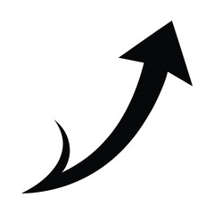 Upward curving arrow silhouette isolated on white background