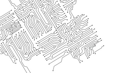 Grey circuit line technology pattern on white background vector.