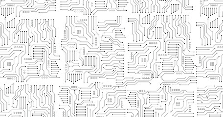 Vector circuit board pattern on a white screen for background technology. 