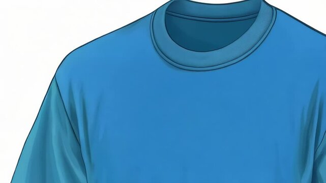 Illustration of a basic light blue cotton t-shirt with a crew neck. Fabric is smooth and simple, great for design mockups.