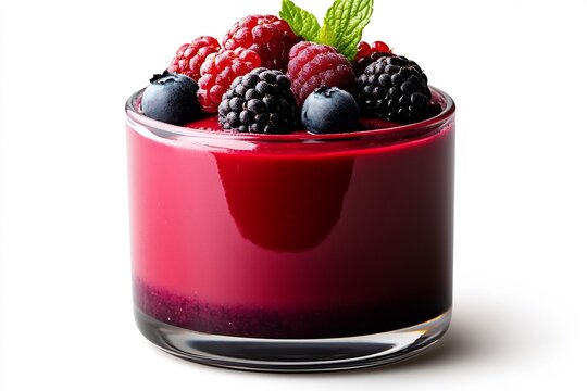 **Blueberry Panna Cotta In Glass Cup Topped With Fresh Berries, Isolated On White --Ar 3:2 --S 430 --V 6.1 --P G8Gxrjv** - @Darya (Relaxed) -# Create, Explore, And Organize On [Midjourney.Com](<Https: