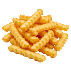 Pile of crinkle cut fries isolated on transparent background