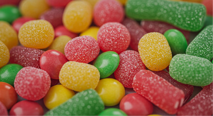 Close Up Photo of Colorful Sugary Candies Transparent Background