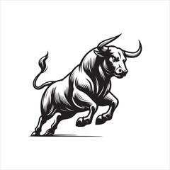 Fototapeta premium Bull Rodeo Showdown – Cowboy Riding a Bucking Bull in Action