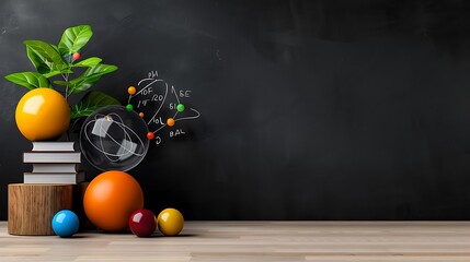 Science Classroom Still Life with Blackboard Formula