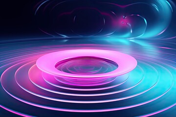 Obraz premium Abstract background with neon circles and glowing light, technology wallpaper