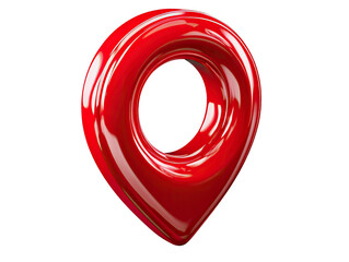 Red Location Pointer Icon: A glossy, vibrant red location pointer icon, set against a clean backdrop, symbolizing places and destinations. 
