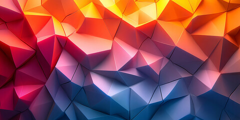 Obraz premium A vibrant abstract image featuring a polygonal gradient transitioning from warm to cool colors.