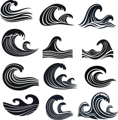 Fototapeta premium set of waves illustration vector