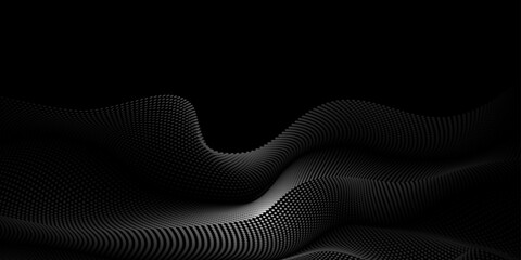 Vector abstract motion, smooth, soft wave line pattern and dot particle. Curve and fluid shape on black background. Illustration modern graphic design for luxury wallpaper or futuristic, technology