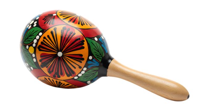 Colorful Hand Painted Maraca Isolated on Transparent Background Photo
