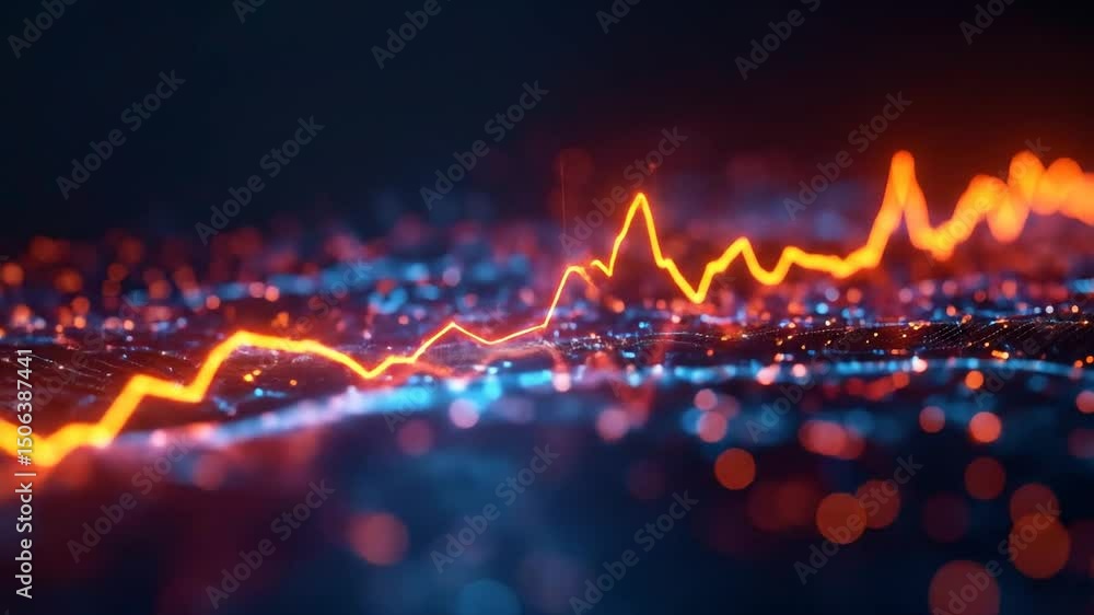 Poster abstract data visualization chart with orange lines