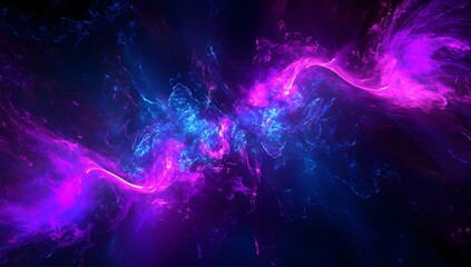 3D render, abstract neon background with laser beams in purple and blue colors. Neon light rays on a dark black wall, 