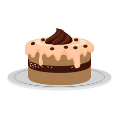 Chocolate Cake with Pink Drip and Cream
