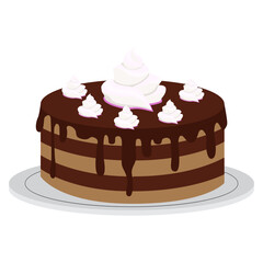 Chocolate Cream Cake with Whipped Pink Topping