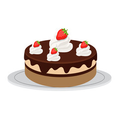 Chocolate Cake with Strawberry and Cream