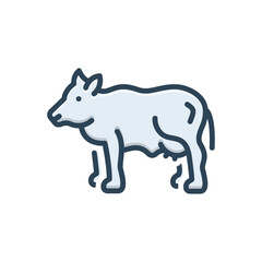 Color illustration icon for cow