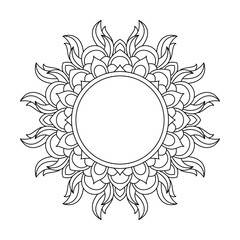 Ethereal Persian Spiral Mandala in Black and White Coloring Book Page