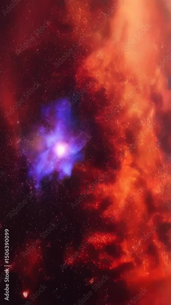 Wall mural vibrant cosmic cloudscape with stellar light and nebulous formations, creating an abstract celestial