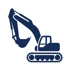 A dynamic silhouette captures an excavator in powerful motion