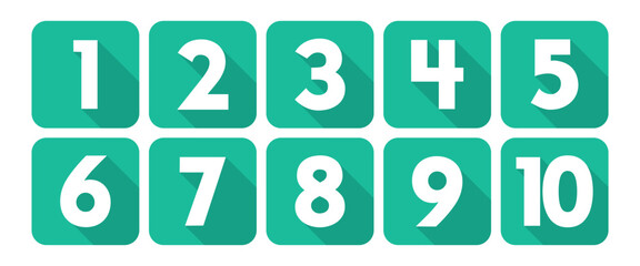 Vector Numbers from 1 to 10. Collection of number icons. Vector illustration