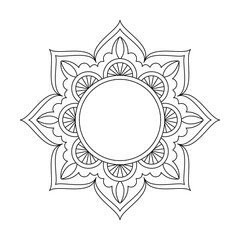 Elegant Tribal Maze Mandala in Black and White Coloring Book Page