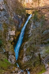Obraz premium Alpine spring view at the famous Gainfeld waterfall, Bischofshofen, St. Johann im Pongau, Salzachpongau, Salzburg, Austria