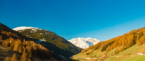 Alpine spring view at the Brenner pass road between Austria and Italy