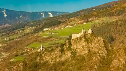 Naklejka premium Alpine spring view at the Brenner pass road between Austria and Italy