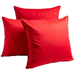 Soft red fabric pillow isolated on a white background, perfect for comfortable bedroom decor