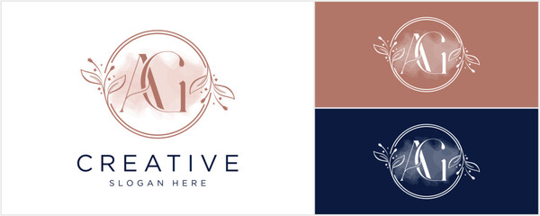 Initial Letter AG Beauty Face Logo Design Vector illustration