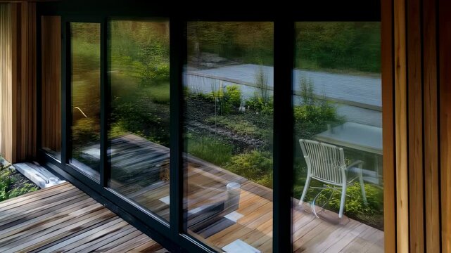 Contemporary green roof building with natural wooden facade and landscape