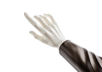 Marble statue white hand reaching out isolated on transparent or white Background