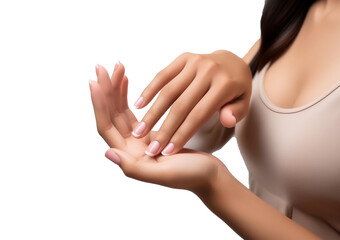 Fototapeta premium Soft hands of a woman Isolated on transparent or white Background