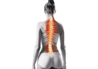 Spinal cord 3D, Organs in the body Isolated on transparent or white background