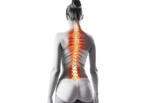 Spinal cord 3D, Organs in the body Isolated on transparent or white background