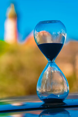 Alpine summer landscape view with an hourglass at the famous Andechs monastery, Lake Ammersee, Bavaria, Germany