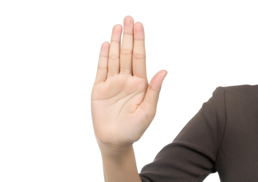 Woman showing a refuse hand gesture sign, Isolated on transparent or white Background - Powered by Adobe