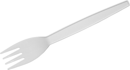 White plastic fork isolated on white background
