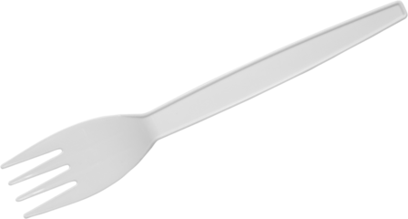 White plastic fork isolated on white background