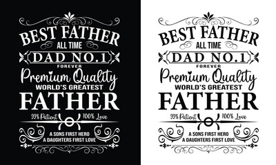 Best father, dad no.1, father's day typography t-shirt design.