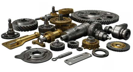 Detailed Photo of Assorted Mechanical Gears and Machine Parts