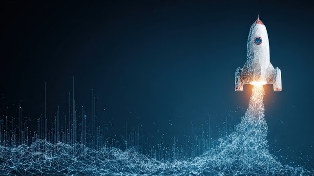 Rocket Launch: A visually stunning depiction of a rocket taking off, ascending gracefully into the expanse. The image evokes a sense of technological advancement and a futuristic trajectory.