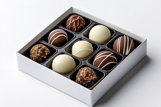 **Chocolate Truffles Arranged In Box With Gold Foil, Clean White Background --Ar 3:2 --S 440 --V 6.1 --P G8Gxrjv** - @Darya (Relaxed) -# Create, Explore, And Organize On [Midjourney.Com](<Https://Midj