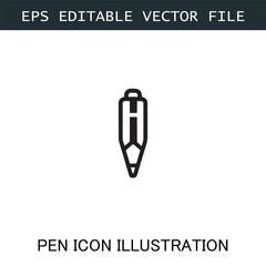 Pen Icon Logo Vector Image in Black and White for Stationery Branding and Graphic Design