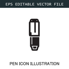 Pen Icon Logo Vector Image in Black and White for Stationery Branding and Graphic Design