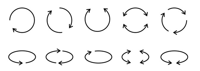 Arrow circle icon set editable stroke 