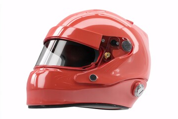 Fototapeta premium 3D race car helmet on a white surface, designed with a vibrant, plastic-like finish.